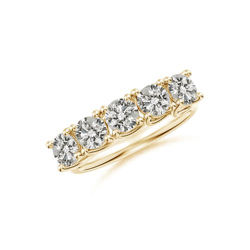 Angara 1.5 Carats Half Eternity Five Stone Diamond Wedding Band in 14K Yellow Gold