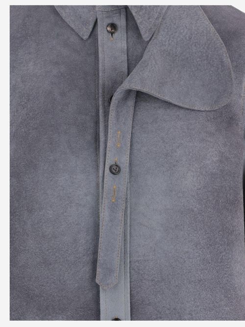 Graduated Lambskin Suede Shirt — Gray