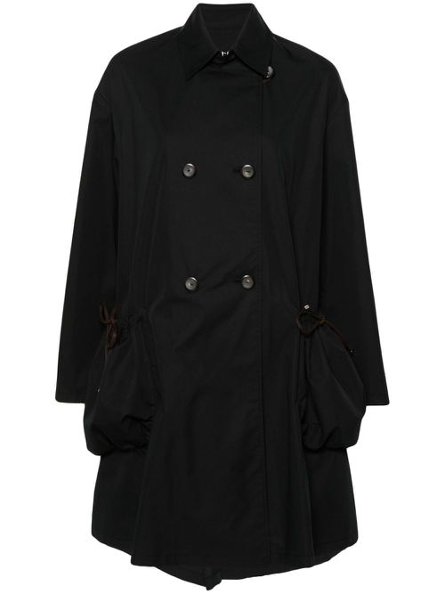 Cotton-blend double-breasted coat - Blue