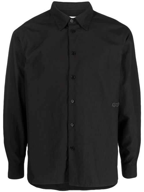 Logo-patch plain shirt - Black