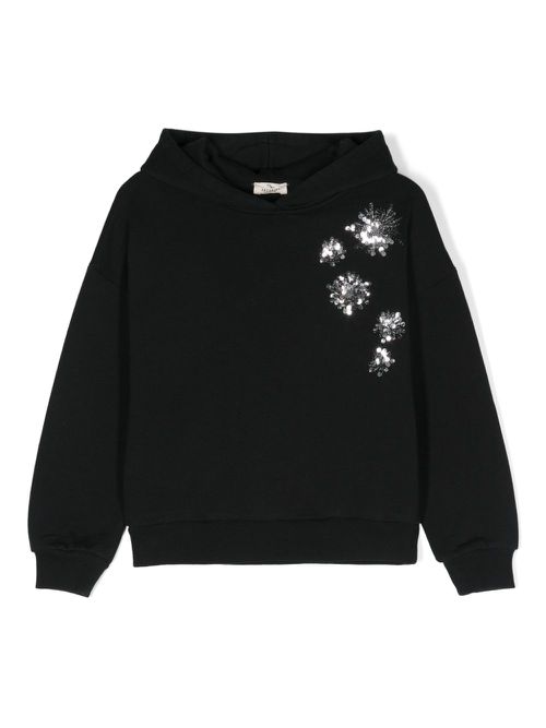 Sequin-embroidered hoodie - Black