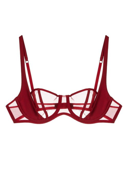Illusion balconette bra - Red