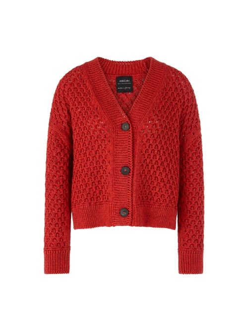 Marc Cain Ajour cardigan Knitted in Germany, red, 34 N