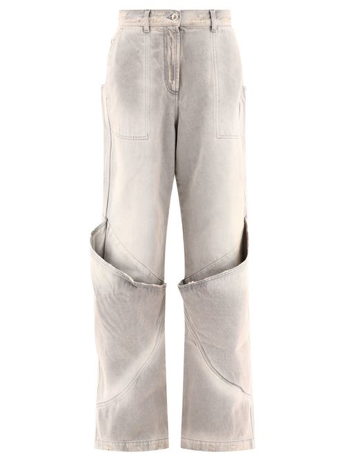-Wide Leg Jeans Grey-Donna