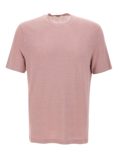 Crew-neck linen T-shirt - Pink