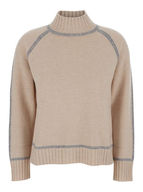 Wool & Cashmere Turtleneck Sweater — Beige