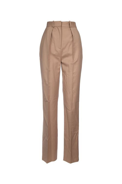 High-Waisted Trousers — Beige