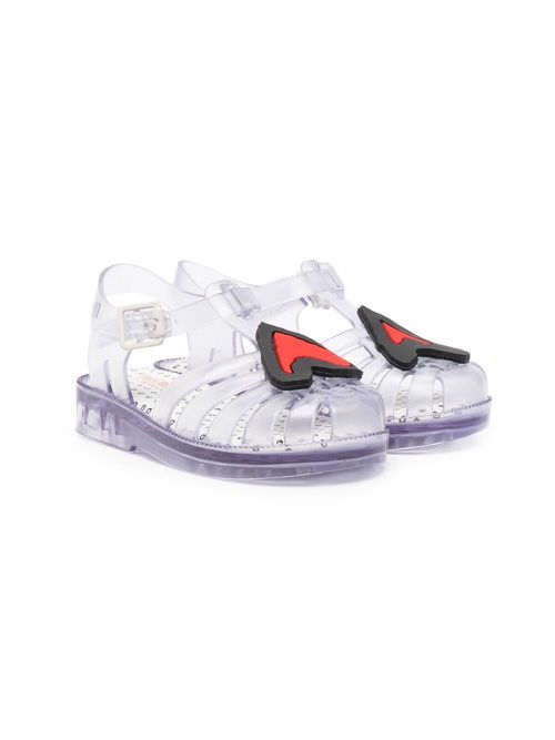 Heart-embellished jelly sandals - Blue
