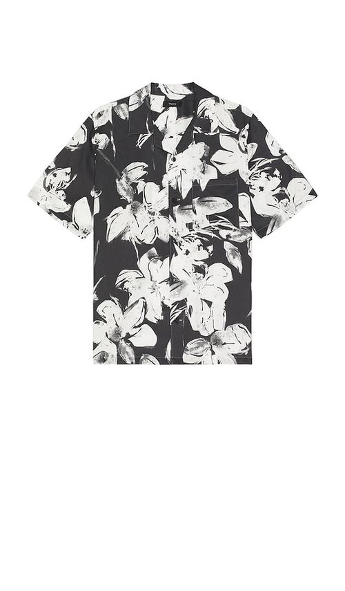 Theory Noll Brush Floral Shirt in Black.  XL/1X. Also in L, M, S, XXL/2X