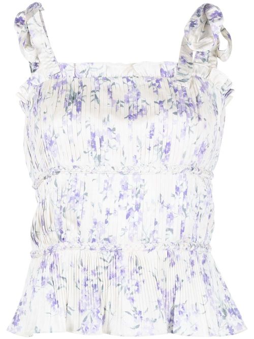 Floral-print sleeveless blouse - Neutrals