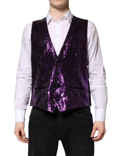 Sequin-Embellished Vest — Purple
