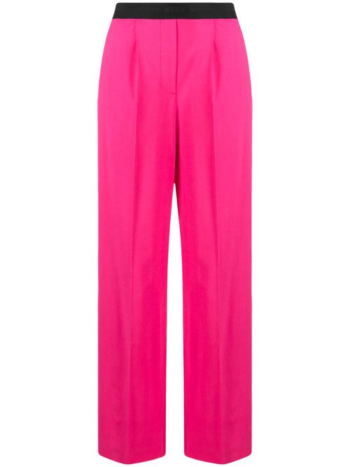 Logo-waistband wide-leg trousers - Pink