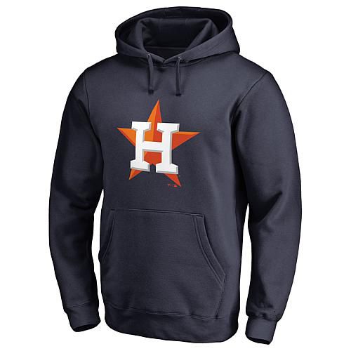 Men's Fanatics Navy Houston Astros Official Logo Fitted Pullover Hoodie - XL