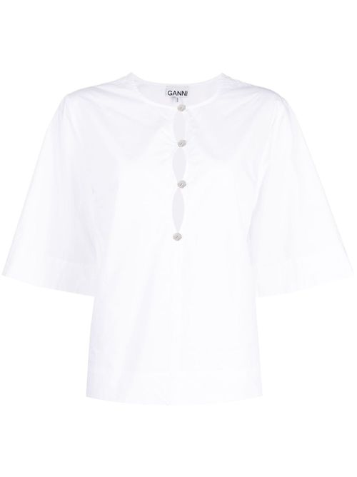 Cut-out poplin blouse - White