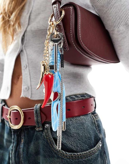 ASOS DESIGN chilli bag charm in multi