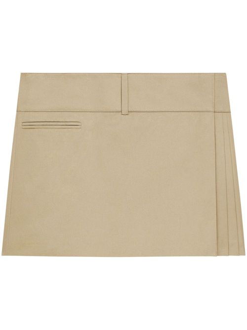 Belted pleated mini skirt - Neutrals