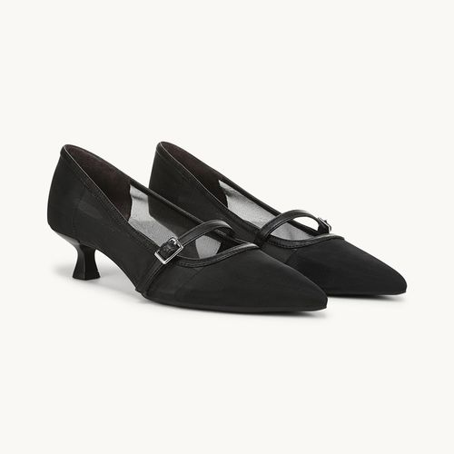 Stride Madelyn Mary Jane Pump Shoes Black Mesh Fabric