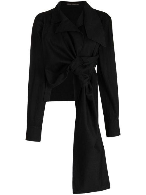 Gathered cropped cotton jacket - Black