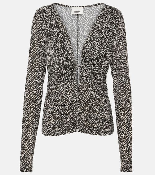 Laura printed ruched jersey top