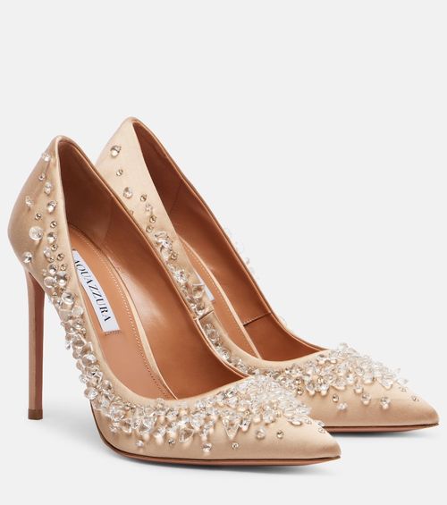 Constellation embellished satin pumps