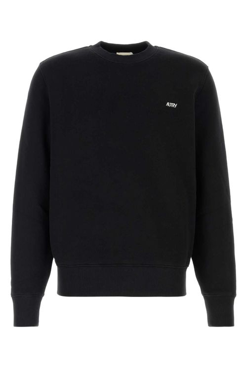 Logo-Embroidered Cotton Sweatshirt — Black