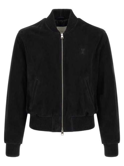 Goatskin Suede Bomber Jacket — Black