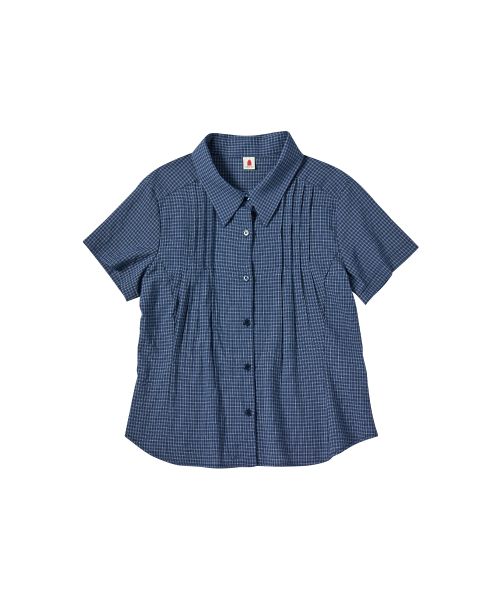 W LINEN CHECK HALF SHIRTS