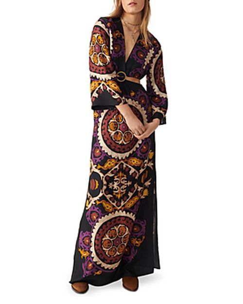 Falva Floral Print Cutout Maxi Dress