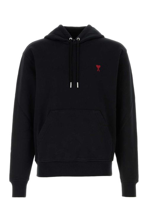 Logo-Embroidered Cotton Hoodie — Black