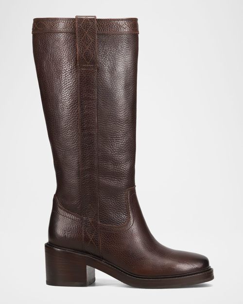 Kate Leather Wide Calf Pull-On Boots