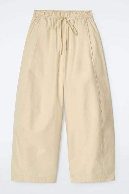 ELASTICATED BARREL-LEG PANTS