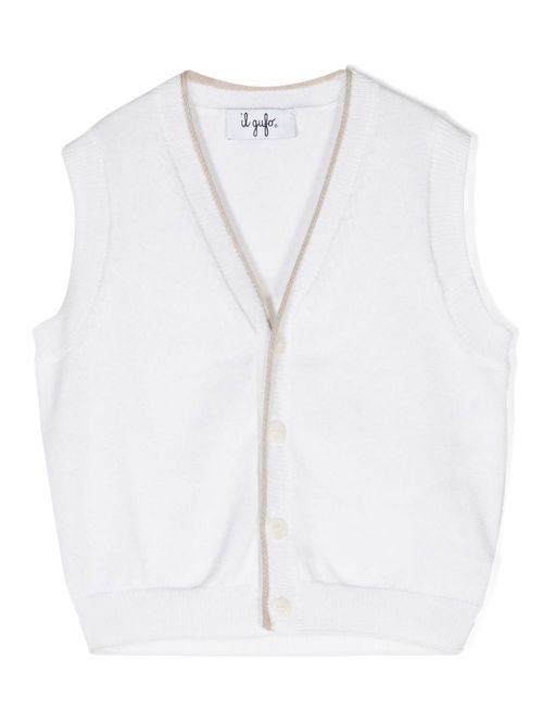 V-neck ribbed-knit vest - White