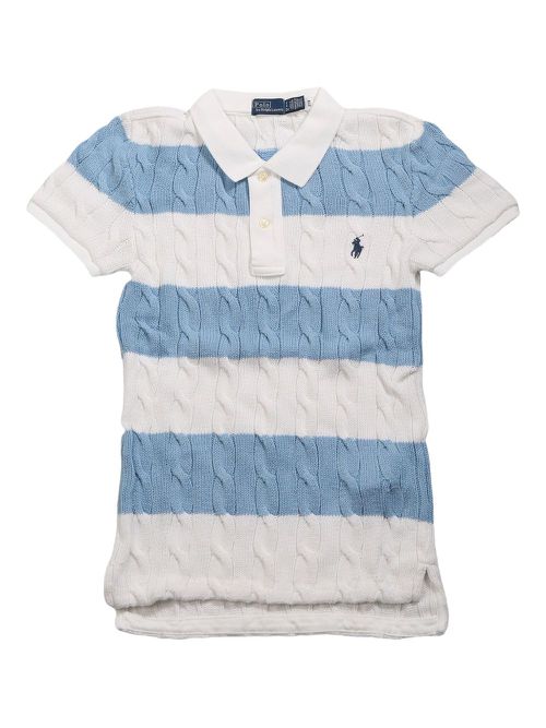 Polo Ralph Lauren striped cable-knit polo shirt - White