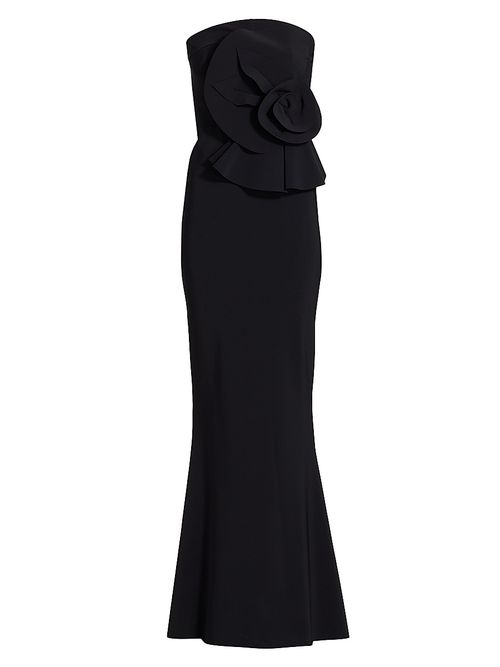 Women's Hebe Strapless Ruffle Gown - Black