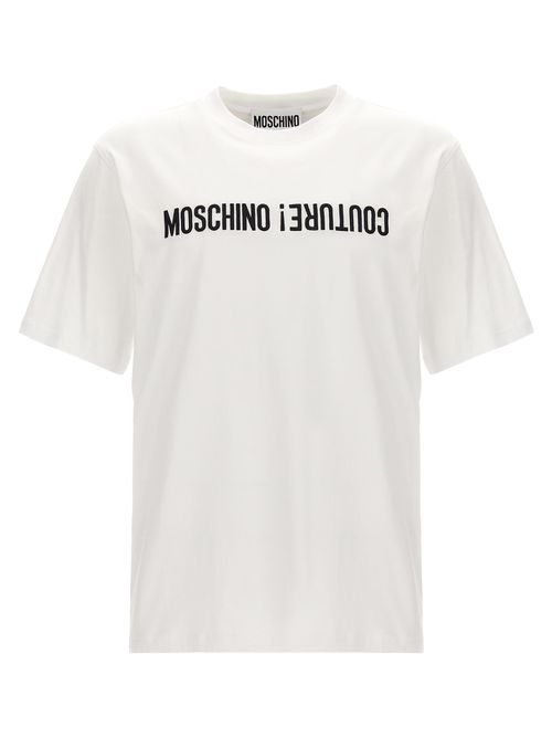 -Logo Embroidery T Shirt Bianco/Nero-Uomo