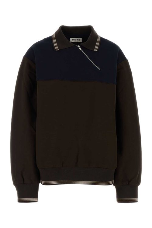 Colour-Block Viscose Sweatshirt — Black