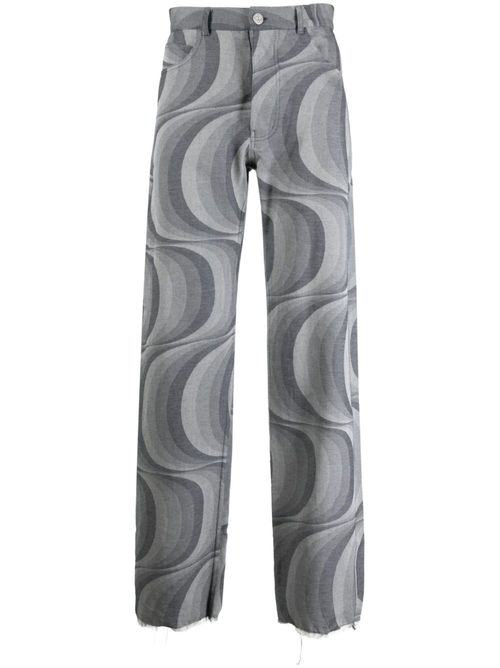 Geometric-pattern faded trousers - Blue