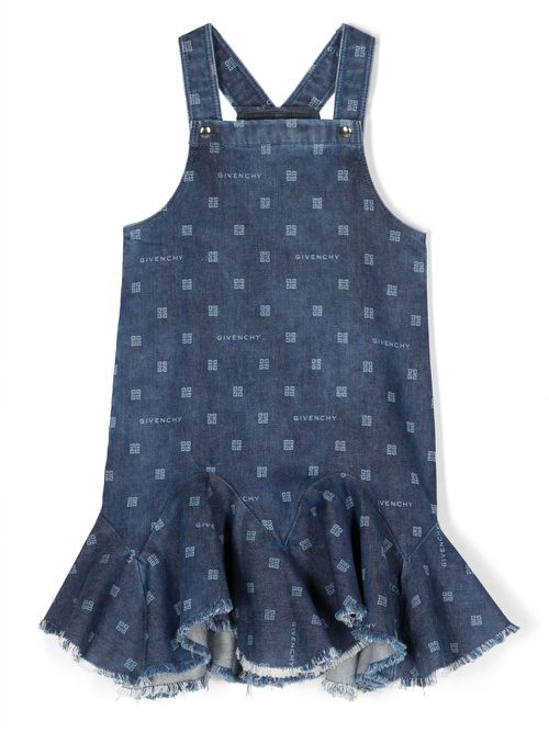 Logo-print denim dress - Blue