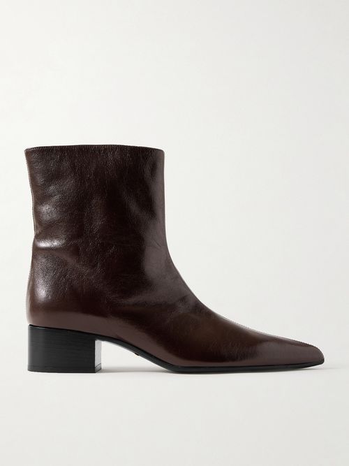 Andee Crinkled-leather Ankle Boots - Brown