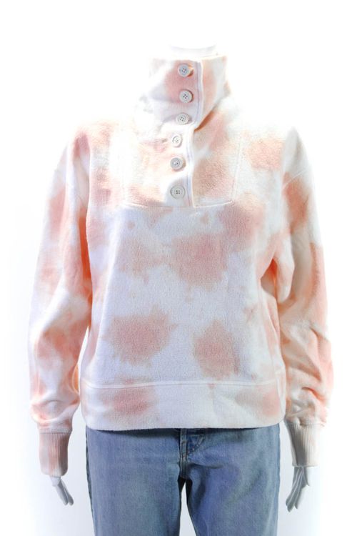 Womens Cotton Tie Dye Buttoned Long Sleeve Sweatshirt Orange
