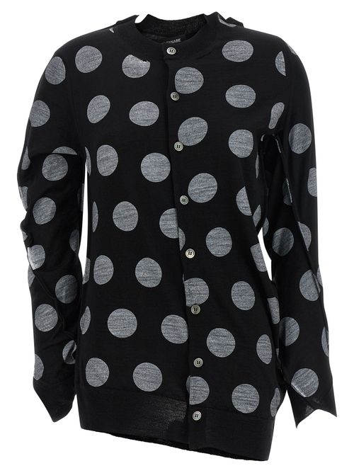Polka-Dot Wool Cardigan — Black