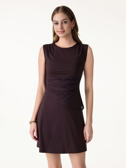 Effortless Wide Shoulder Tucked Asymmetrical Hem Sleeveless Top - Purple Gloam