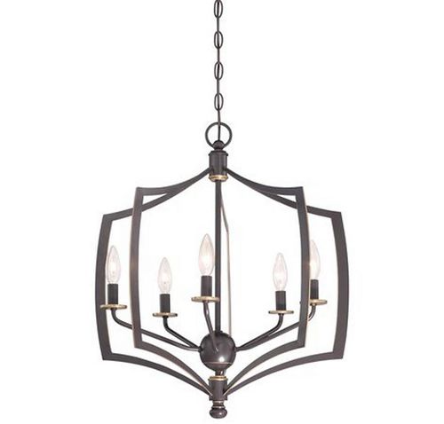 Middletown 5-Light 23" Transitional Chandelier in Downton Bronze with Gold Highlight