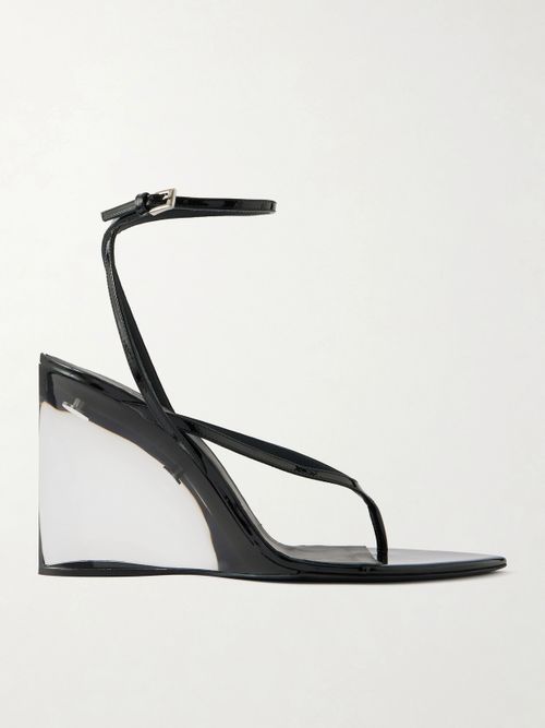 Tong 90 Patent-leather Wedge Sandals - Black