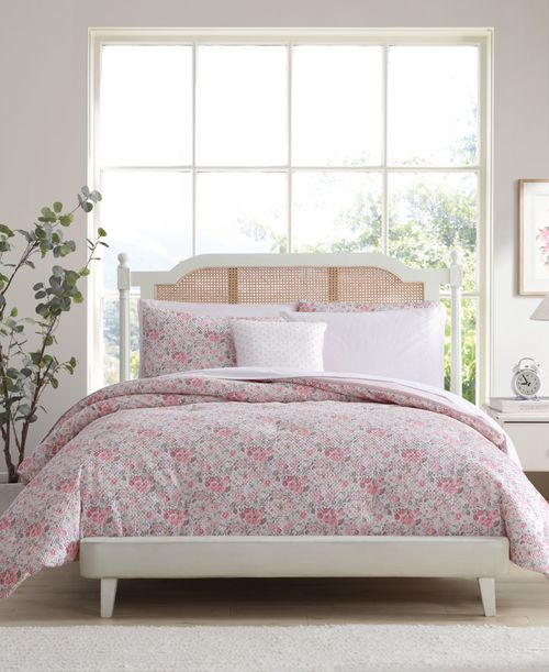Quartet 8 Piece Comforter Set, Full - Pink/Green