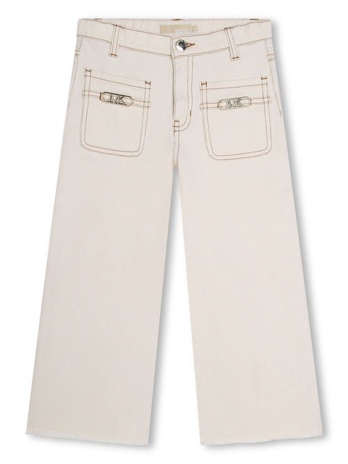 Contrast-stitching wide-leg jeans - Neutrals