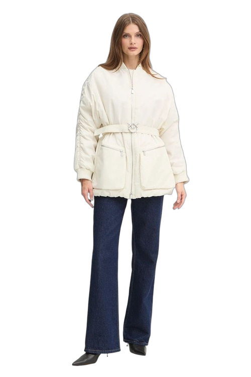 Quilted Nylon Down Jacket — Cream
