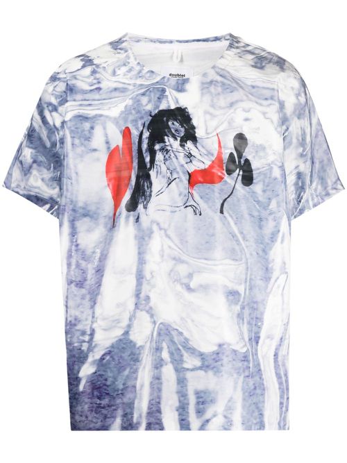 Graphic-print cotton T-shirt - Blue