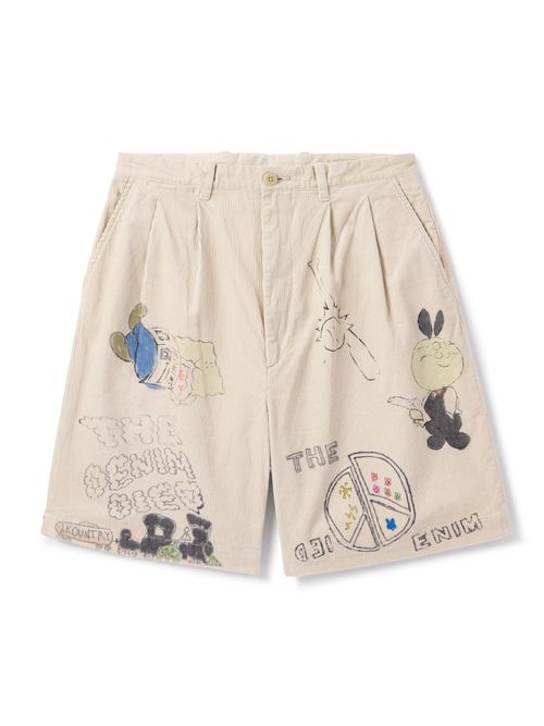 Memorial Paint Straight-Leg Printed Cotton-Corduroy Shorts