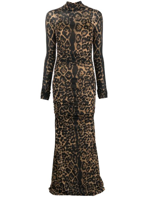 Leopard-print ruched dress - Black
